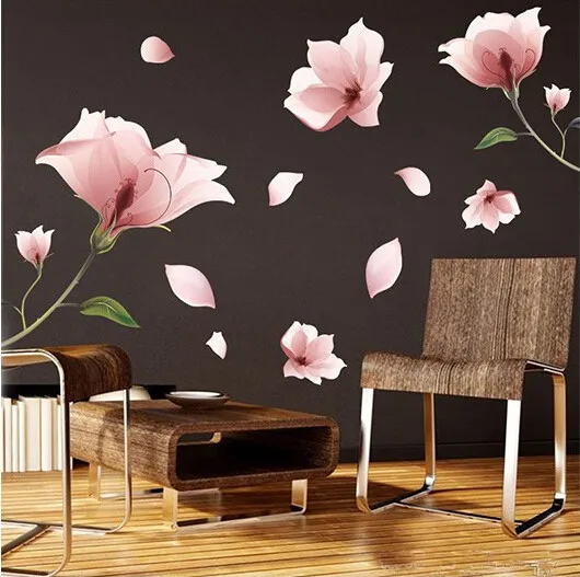 Bedroom Room TV Background wall sticker Flower Romantic Large Creative Home Decoration Decal Great Gift for Kids Wall Stickers | Дом и сад