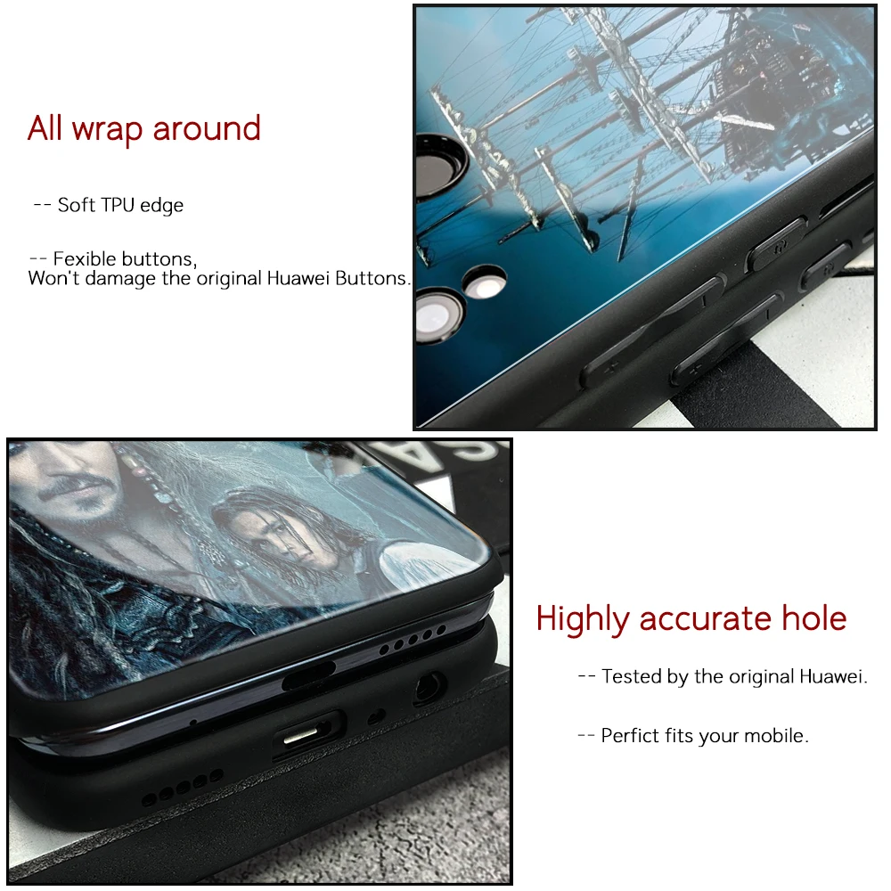 Cover for Huawei P20 Pirates of the Caribbean Tempered Glass Case Mate 9 10 Pro P10 Honor V9 V10 Play Nova 3e | Мобильные телефоны