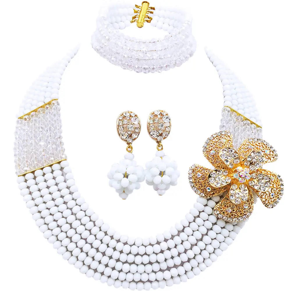 Модное белое прозрачное ожерелье из бисера AB с несколькими нитями нигерийские