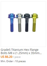 M6 x 20(многоцветный) шурупы из чистого титанового сплава с головкой зонтика Ti Болт корпуса мотоцикла 10 шт