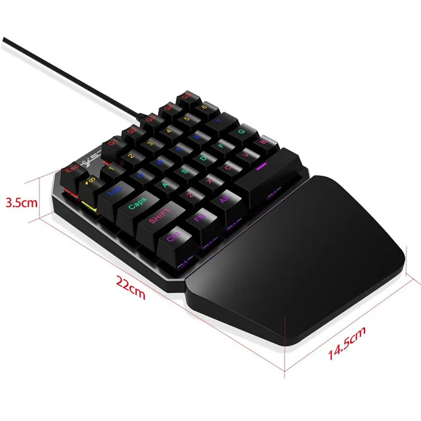 Binmer клавиатуры HXSJ J100 одной рукой 35 клавиш Проводная USB игровая механическая