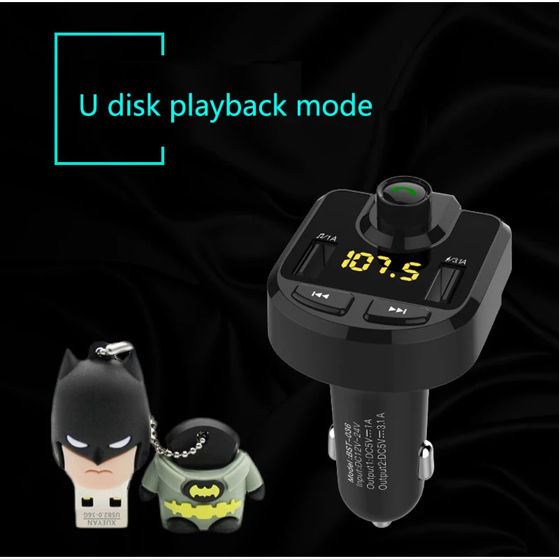 Автомобильный FM-передатчик с Bluetooth MP3-плеер 5 в 3 1 а двойным USB Автомобильное