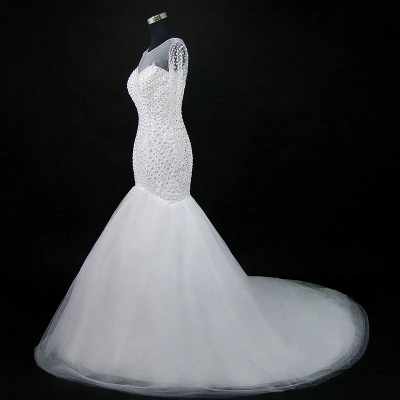 Элегантное свадебное платье с длинным рукавом и юбкой-годе QQ Lover новинка 2019 |