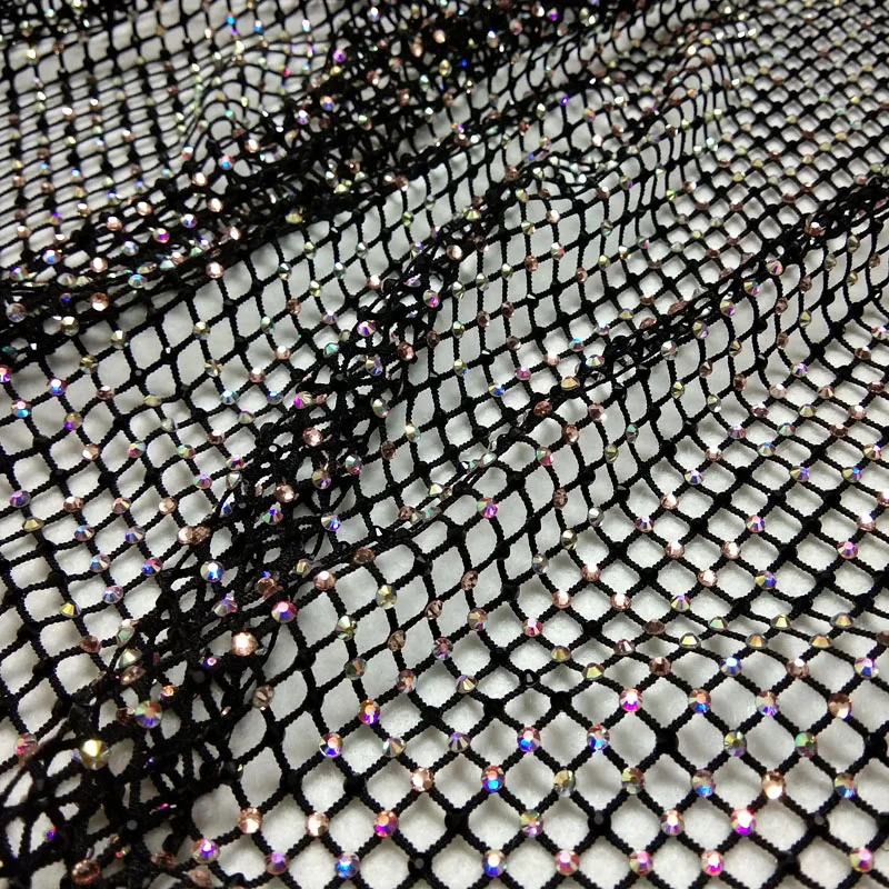Bling 40x30 см Лоскутная блестящая черная AB ткань эластичная сетка эластичная блестящая ткань вечерние украшения для дома