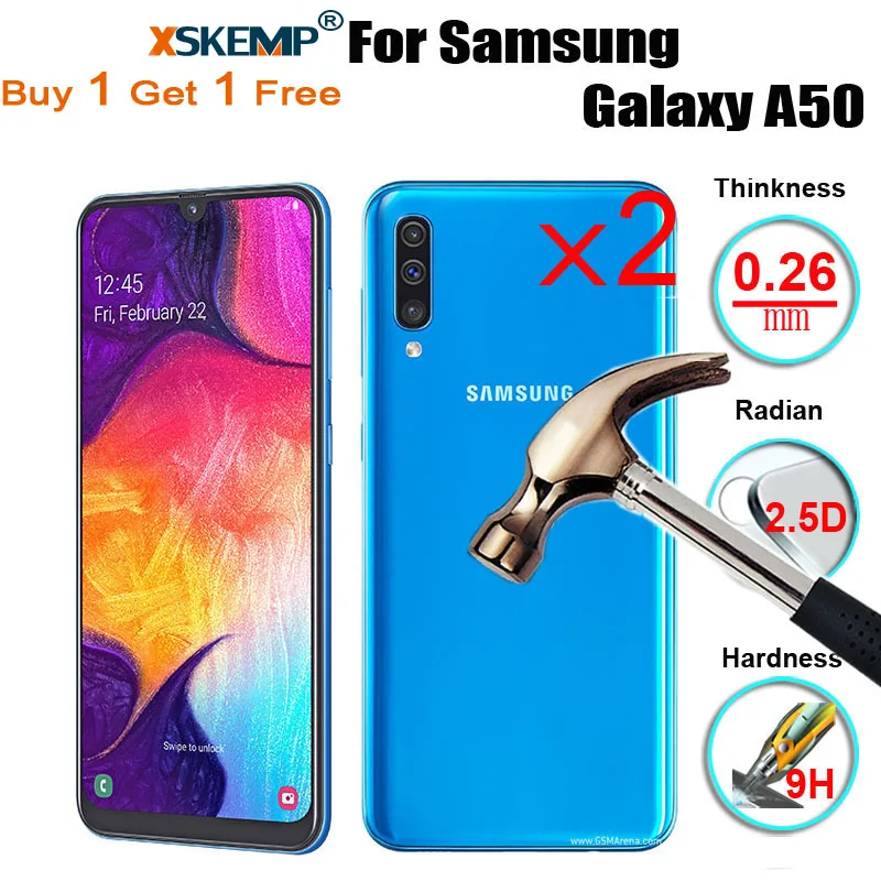 XSKEMP 2 шт./партия Настоящее Закаленное стекло для samsung Galaxy A50 прозрачное закаленное
