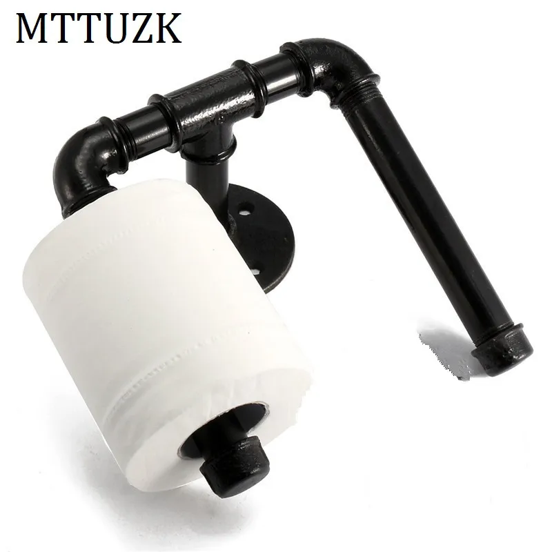 MTTUZK черная железная труба держатель для туалетной бумаги промышленный Ретро