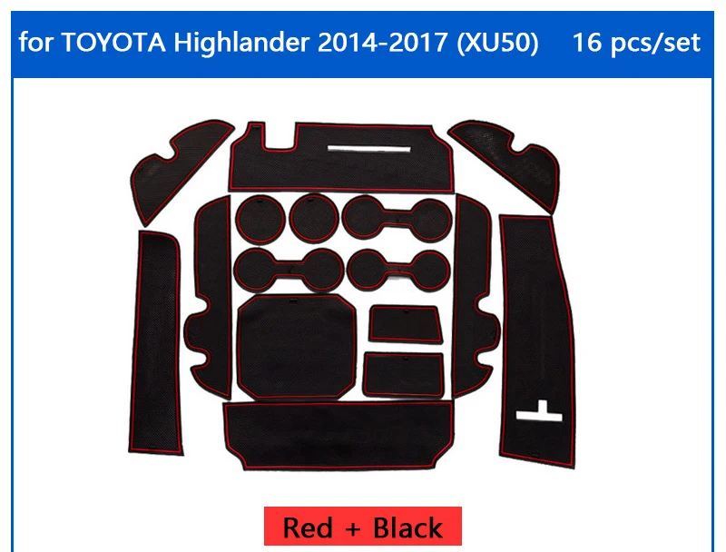Для Toyota Highlander XU50 противоскользящая резиновая чашка подушка дверной паз коврик 16