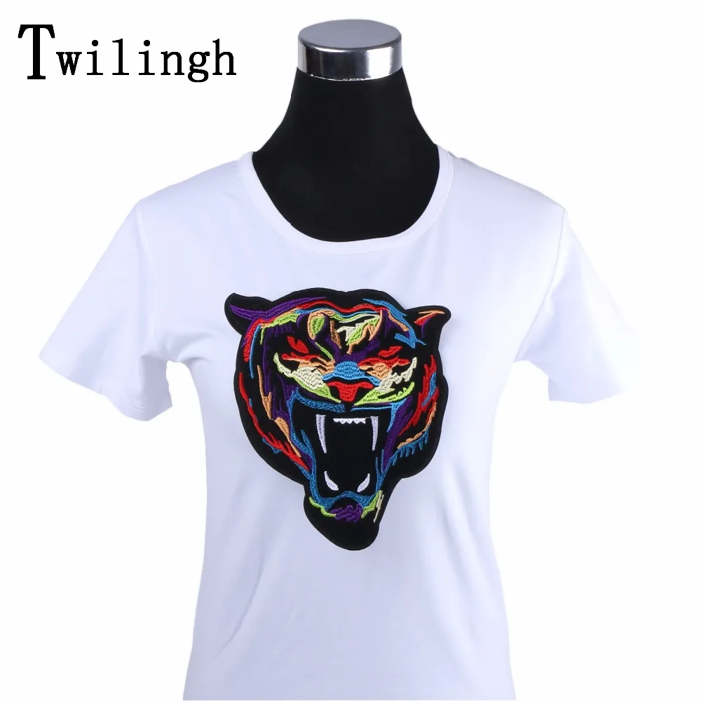 Большие нашивки в виде тигра из мультфильма наклейки Патчи для футболки вышитая