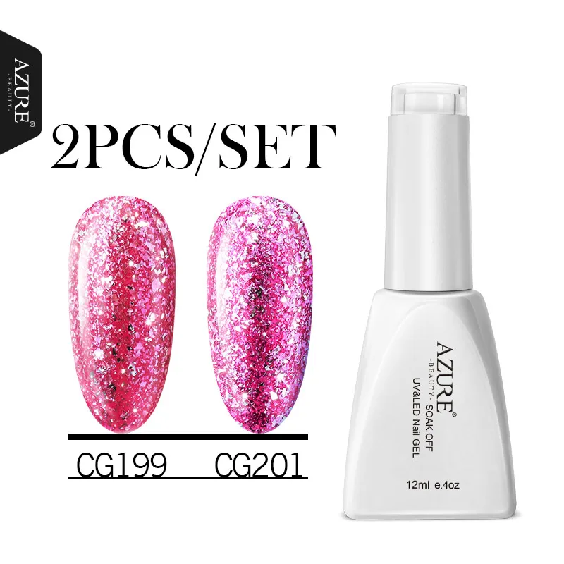 2pcs a set(2) Небесно-Голубой Красота голографический Блеск УФ-гель для ногтей Platinum маникюрный набор Био-Гели Soak Off УФ Гель-лак супер блестящие, для дизайна ногтей Лаки - Цвет: 2pcs a set(2)
