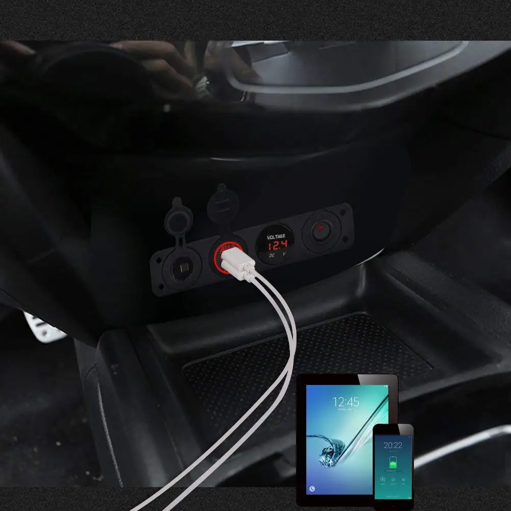 DIY 4 отверстия панель 4.2A двойное зарядное устройство usb прикуриватель кулисный