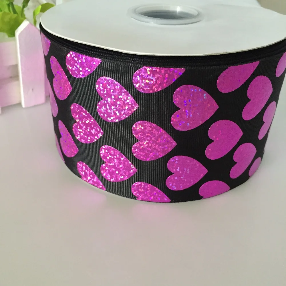 100 ярдов/партия 3 &quotсердце голограмма grosgrain лента для Дня Святого Валентина