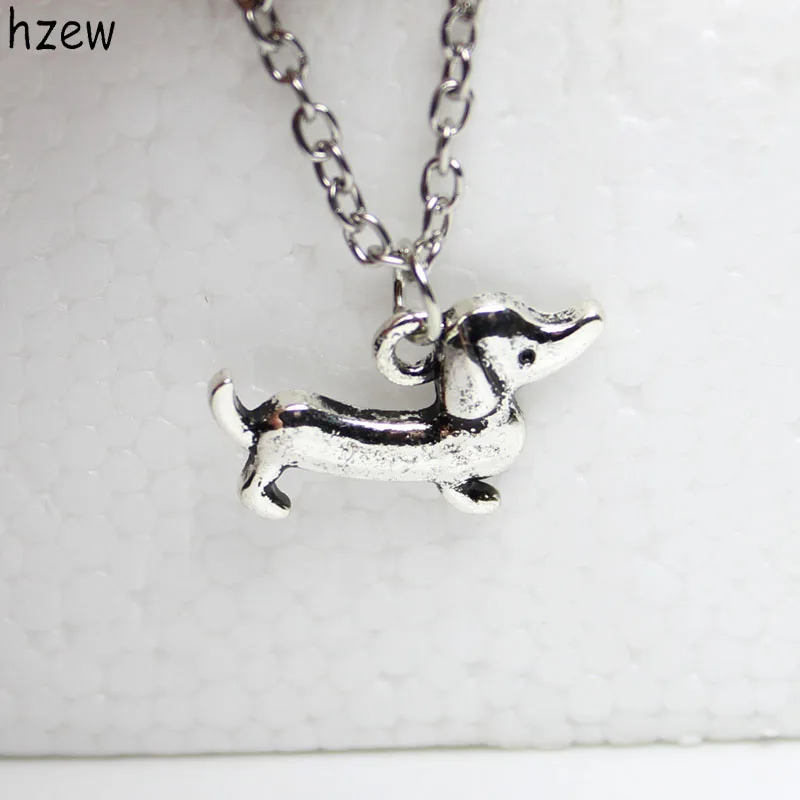 Hzew реальное изображение хиппи шик Винтаж Серебряный цвет ожерелье с таксой