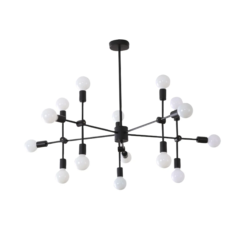 Винтажная люстра светодиодная комнатная лампа железная золотая металлическая