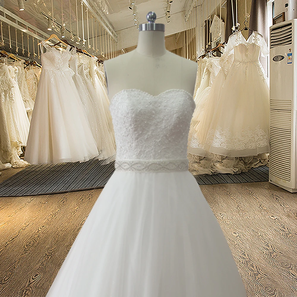 SF 17 Милое Свадебное Платье трапециевидной формы с бисером и кружевной