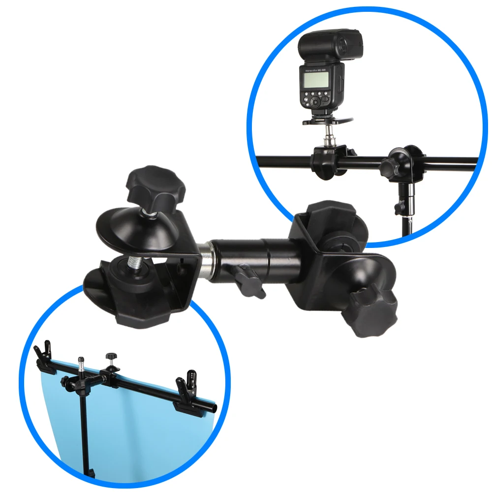 

Selens Detachable Dual Clamp Swivel Mounting Open Jaw for DSLR Flash Bracket Boom Light Stand Backdrops Holder Shooting Table