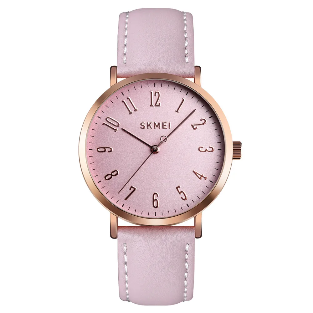 Pink SKMEI модные женские часы, женские кварцевые часы с кожаным ремешком, водонепроницаемые наручные часы, женские часы для влюбленных, relogio feminino 1463 - Цвет: Pink
