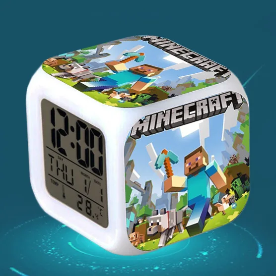 18 Cartoon Children Alarm Clock wake up light Digital Alarm Clock Kids Toys LED Clock Color Changing table reveil wekker - Цвет: 18