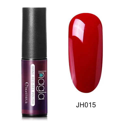 JH015 Inagla, цвет красного вина, Гель-лак для ногтей, 36 цветов, замачиваемый, УФ светодиодный Гель-лак, покрытие, цветной лак, долговечный гель, 5 мл, соска, эмалевый гель - Цвет: JH015