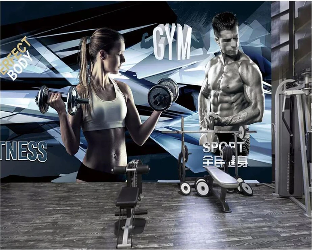 wellyu Custom wallpaper 3d stereo photo murals sports fitness decorative painting TV background wall living room mural | Обустройство