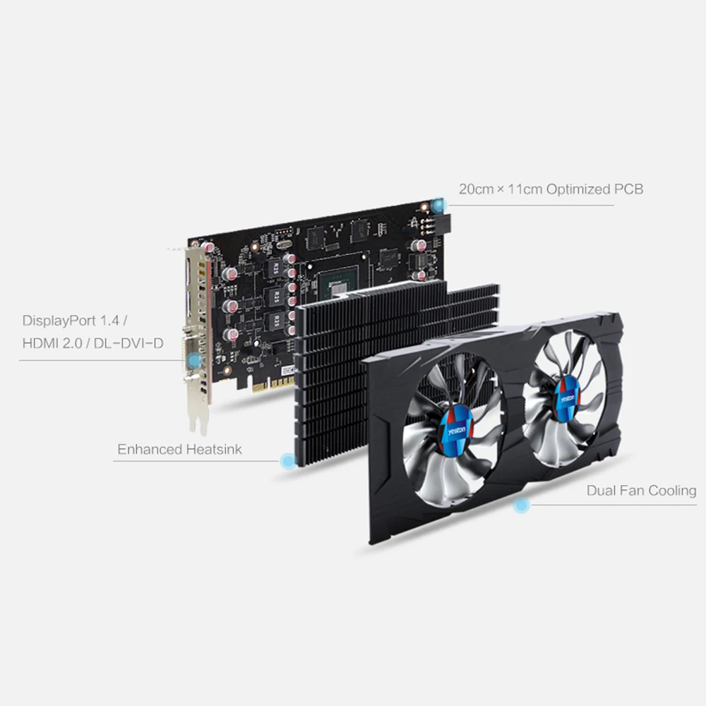 Yeston GeForce GTX 1050Ti GPU 4 ГБ GDDR5 128 бит игровой настольный компьютер ПК Поддержка видеокарт PCI-E X16 3,0 TI