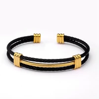luxury unique braided stainless steel charm bracelets men women sporty jewelry male wire cuff open chain link bangles
