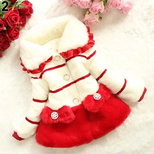 Children Faux Fur Coat Bow Princess Baby Kid Girls Outerwear Winter Warm Top | Детская одежда и обувь