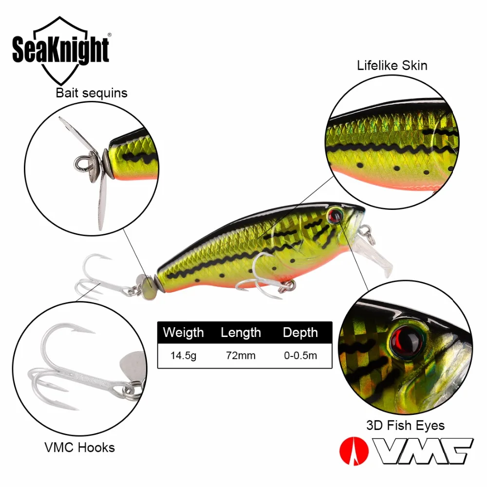 SeaKnight блесна рыболовная приманка 1 шт. SK047 14 5 г 72 мм/2.83in пропеллер VMC Крючки
