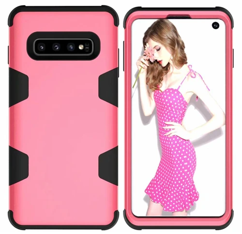 Rose and black 360 Полный бронированный чехол для телефона samsung Galaxy S10 S10 Plus Note 9 S9 PC Силиконовый ТПУ противоударный чехол Note 8 S8 - Цвет: Rose and black