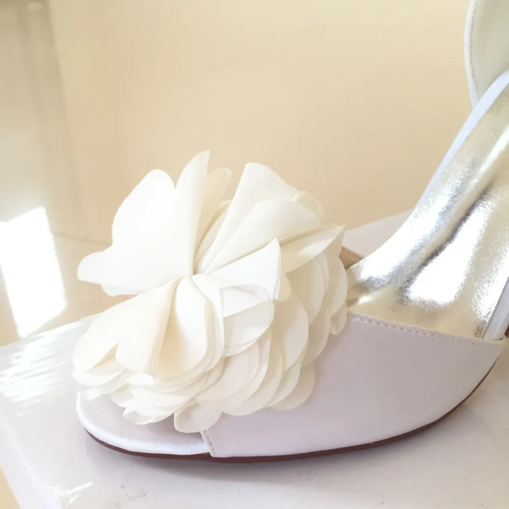 Женская атласная обувь с открытым носком на каблуке | Обувь