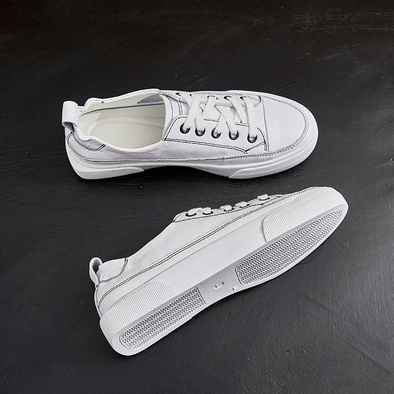 Кроссовки женские из натуральной кожи дышащие на шнуровке повседневная обувь