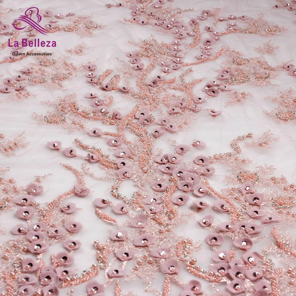 Hot popular 3colors 3D flowers heavy beaded embroidery lace fabric for wedding dress stage clothing evening by yard | Дом и сад