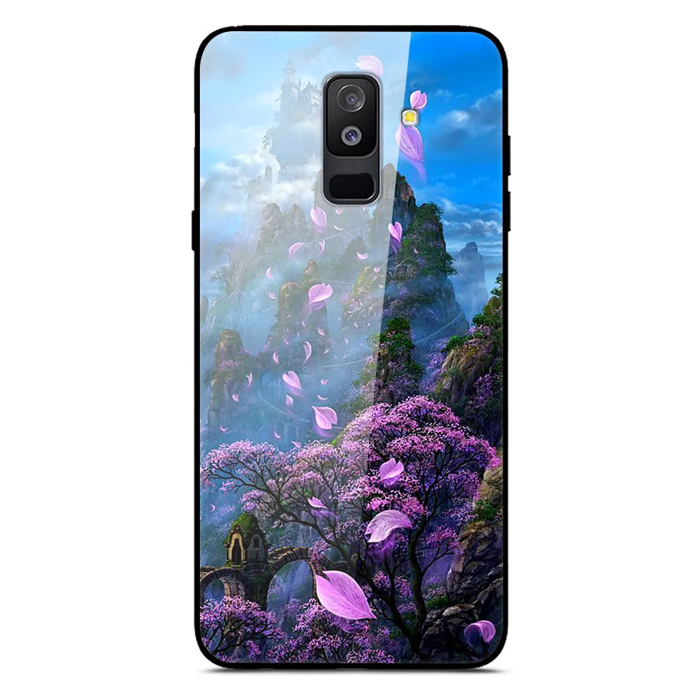25 Для samsung Galaxy A6 Plus чехол из закаленного стекла с изображением планеты Космос чехол-накладка для samsung A6 Plus A605F+ жесткий чехол из поликарбоната - Цвет: 25