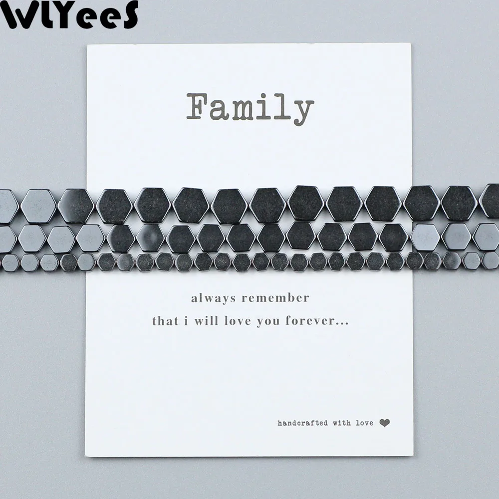 WLYeeS бусины из натурального черного гематита геометрические шестиугольные