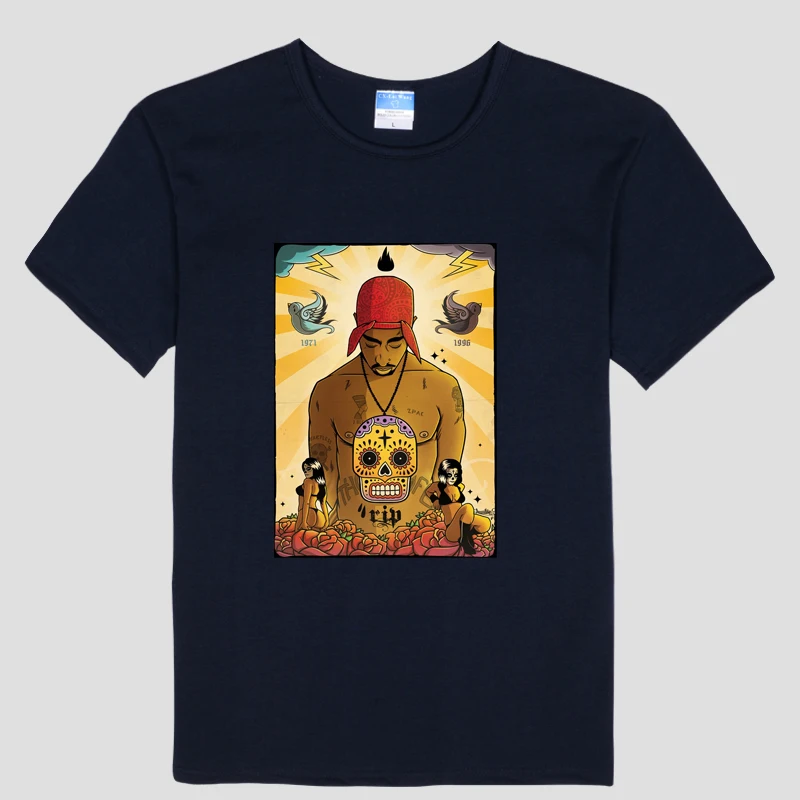 Американский рэппер 2pac Музыкальная тема мужская с коротким рукавом Футболки