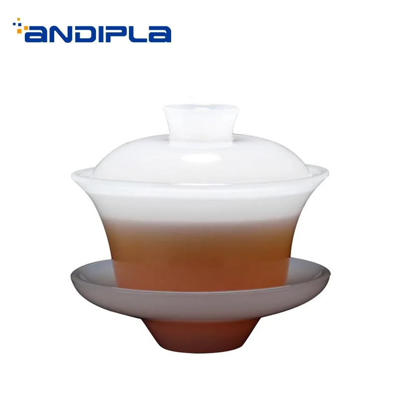 

Белая фарфоровая чайная чаша Gaiwan ручной работы, 160 мл, Нефритовая фарфоровая чайная чаша с крышкой, комплект блюдце, Офисная чайная церемони...