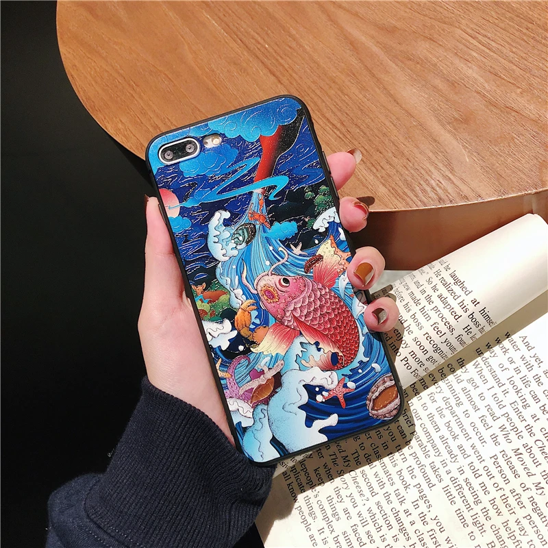 3D тисненый рисунок в китайском стиле, чехол с тотемом для iPhone X XS Max XR 8 7 6 6s Plus, мягкий силиконовый чехол