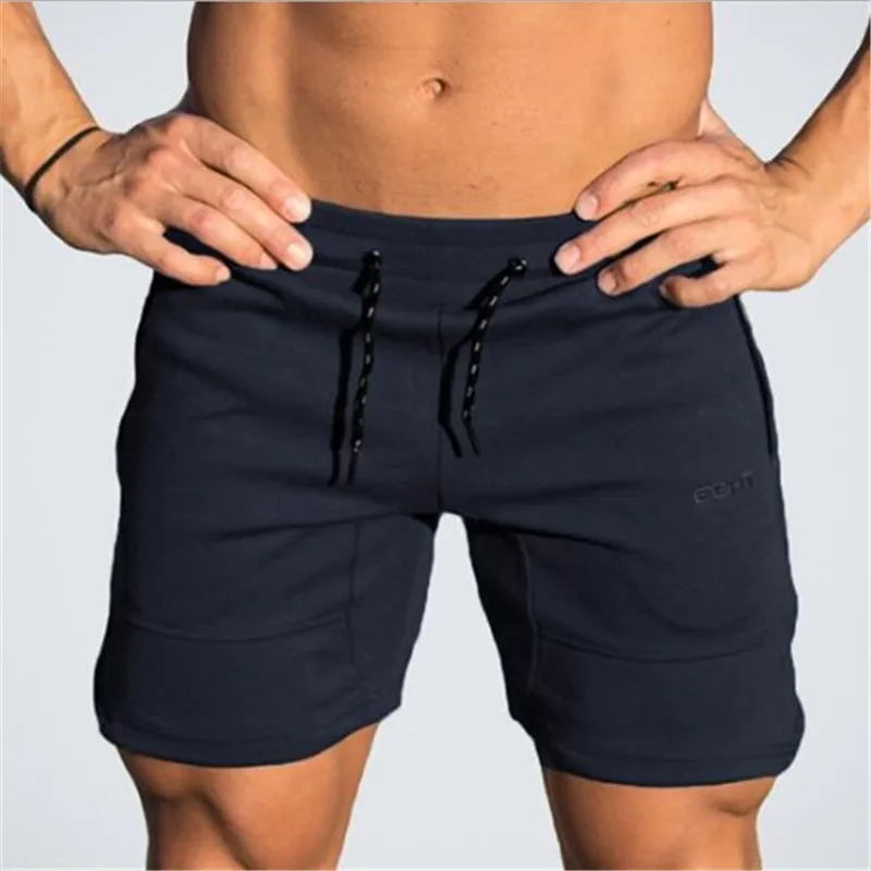 Navy blue High Quality Brand New Men Casual Shorts white Straight Shorts Male Fitness Fashion Bodybuilding Shorts Brand Trend Menswear2019 - Цвет: Navy blue