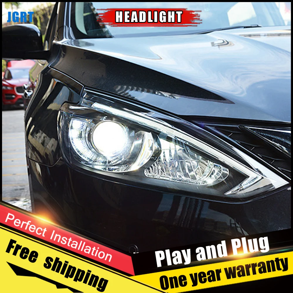 Автомобильный Стиль светодиодный фары для Nissan Sylphy Sentra X Trail 15 17 налобный фонарь DRL