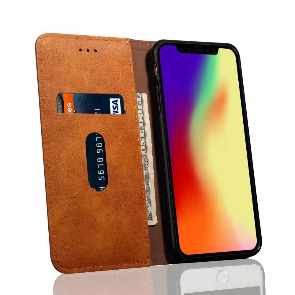 Кожаный чехол флип-чехол для телефона Магнитный iphone 11 Pro XS MAX XR X 6 6S 7 8 Plus кожаный