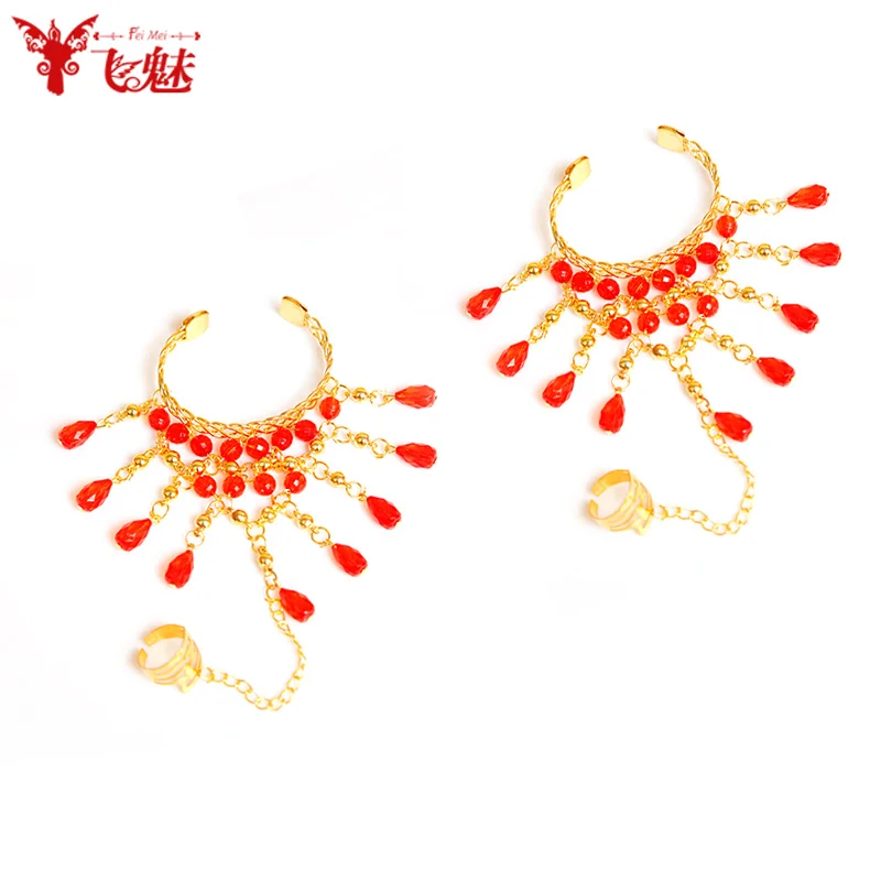 Индийские серьги, ожерелье, браслет и цепочка для танца живота