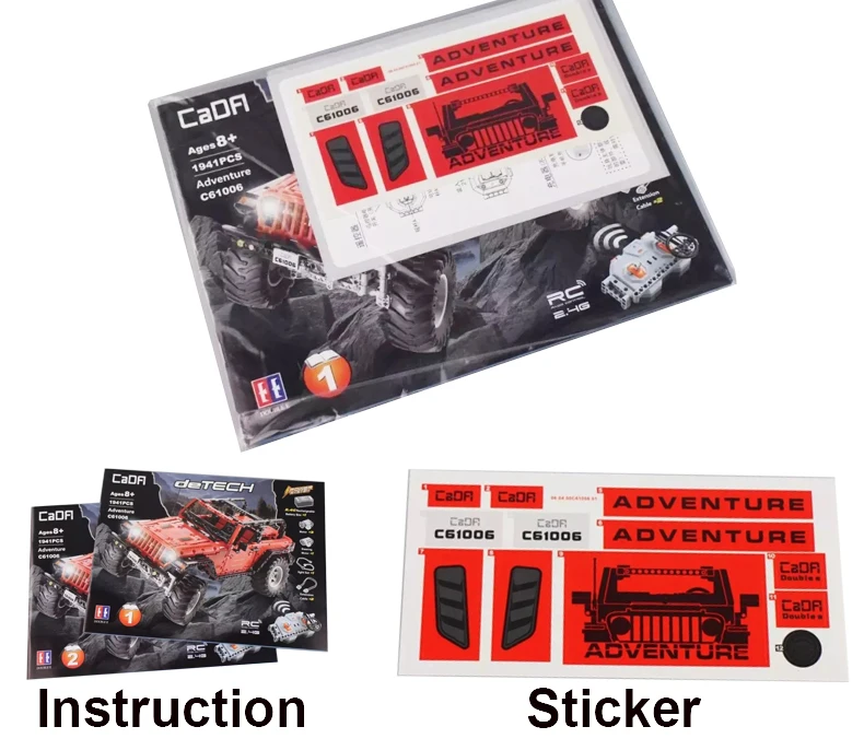 Cada C61006 Technic серии RC внедорожный автомобиль авантюрист красный джип модель строительные блоки дистанционное управление RC SUV автомобили кирпичи светодиодные