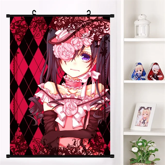 O Аниме Черный дворецкий kuroshitsuji Ciel Phantomhive настенный свиток Фреска плакат Настенные подвесные плакаты Otaku коллекция домашнего декора - Цвет: O