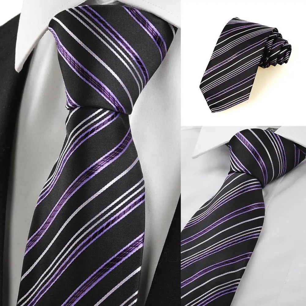 New Striped Purple Black Men's Tie Suit Necktie Wedding Party Holiday Gift # 1058 | Аксессуары для одежды