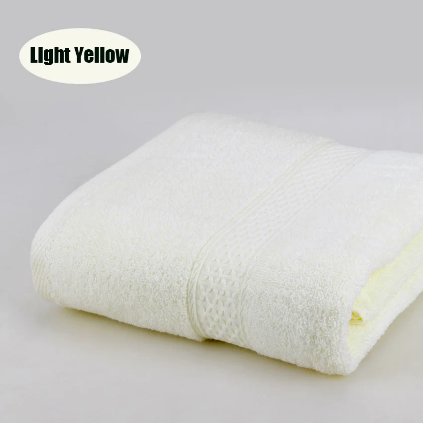Light Yellow Супер абсорбирующее большое полотенце из чистого хлопка, банное полотенце 70*140, плотное мягкое полотенце для ванной комнаты, удобное пляжное полотенце, 15 цветов - Цвет: Light Yellow