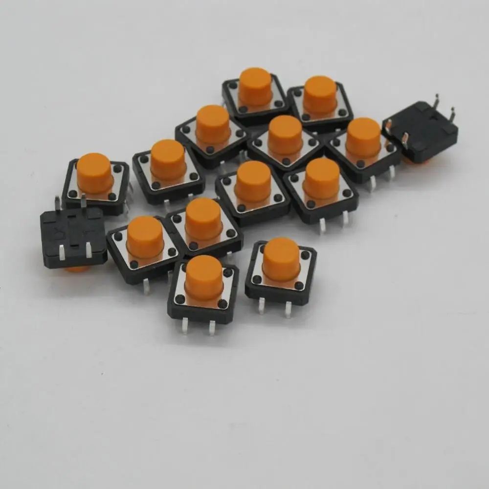 orange 80 шт. 12x12mmx7mm печатной платы Мгновенный Тактильные Такт кнопочный переключатель 4 Булавки DIP 12*12*7 мм - Цвет: orange