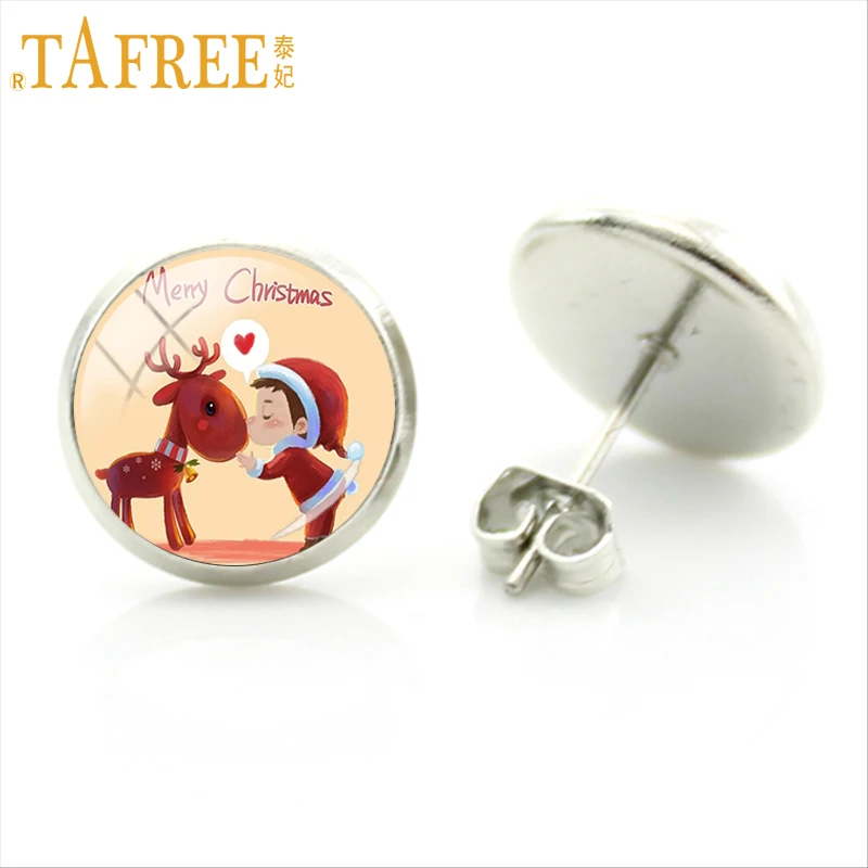 TAFREE 2017 зимние стильные женские серьги гвоздики на Рождество с Санта Клаусом