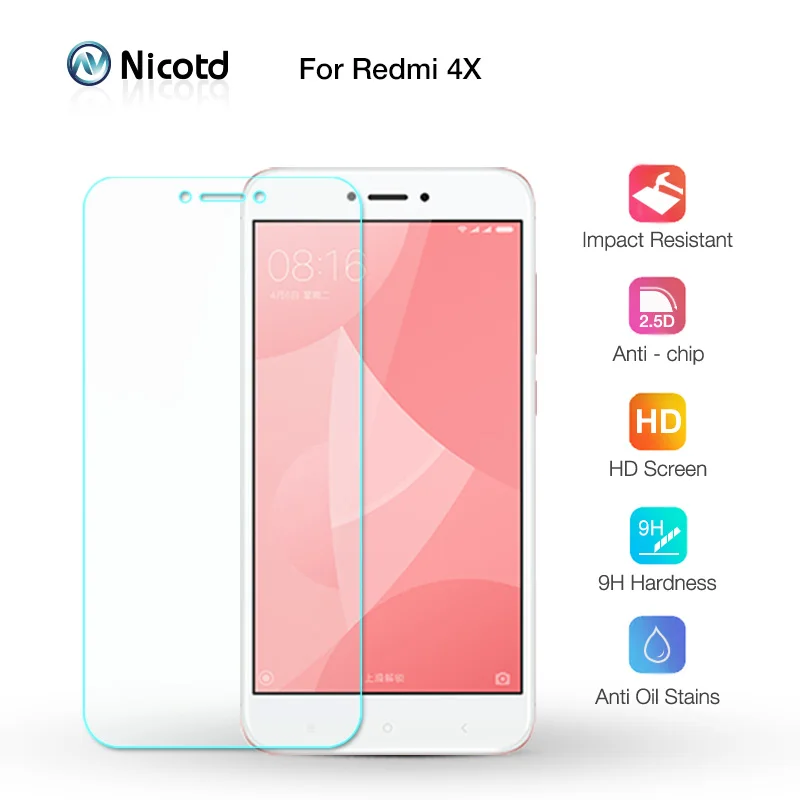 Закаленное стекло Nicotd 2.5D 9H премиум-класса для Xiaomi Redmi 4X защита экрана усиленная