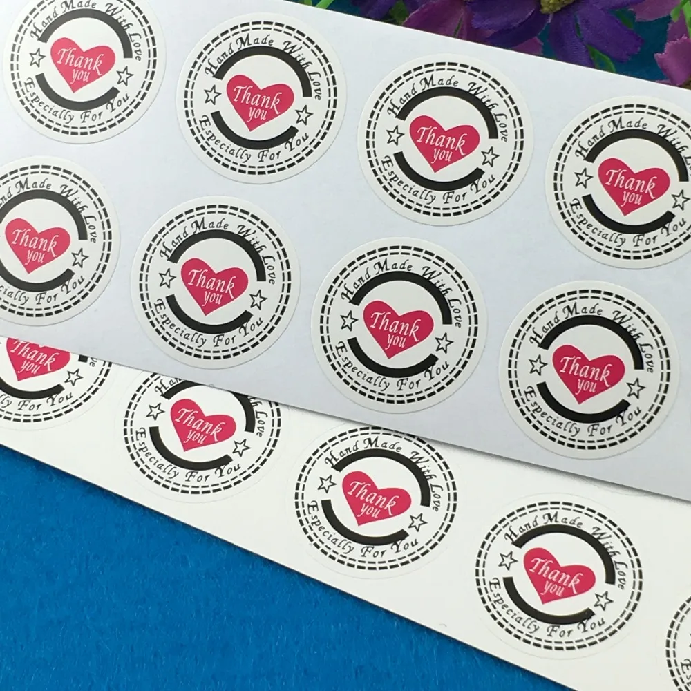 60 шт спасибо красное сердце белая наклейка подарочная печать наклейки для