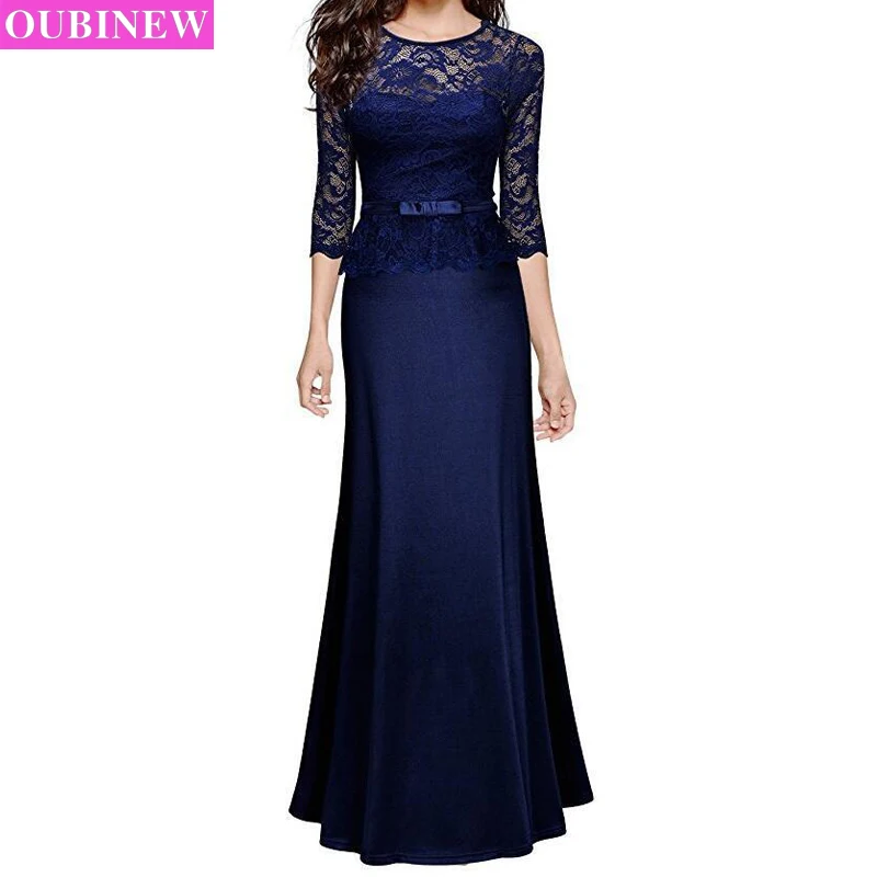 Женское вечернее платье OUBINEW элегантное кружевное с рукавом 3/4 новинка 2017|party