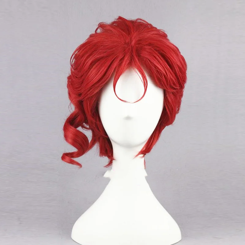 

Kakyoin Noriaki From JOJO 14" Red Curly Short High Temperature Fiber Syntheitc Hair Cosplay Wig+wig cap